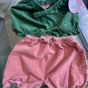 Green and Pink Kids corduroy Bottoms Set (2) pair